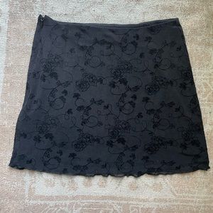 Black Rose Embroidered Skirt